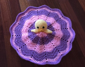 Crochet Duck Lovey, Security Blanket