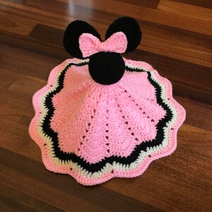 Crochet Disney Inspired Minnie Mouse Doll, Lovey, Security Blanket image 3