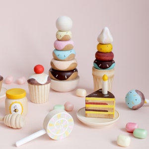 Wooden toy food Wooden cupcake Toy kitchen food Baby toy toddler gift cute toy Easter toy image 5