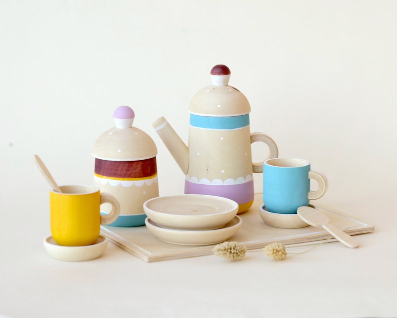 Wooden Tea Set Kids Tea Set Toddler Tea Set Play Tea Set Etsy