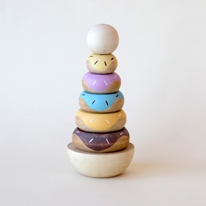 Baby stacking toy Christmas kid gift Donuts First birthday gift Wooden Stacking Toy Baby stacker Stocking stuffers