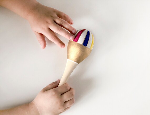wooden baby maracas rattle