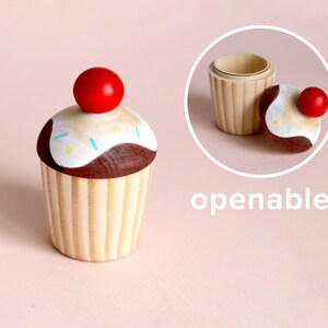 Wooden toy food Wooden cupcake Toy kitchen food Baby toy toddler gift cute toy Easter toy image 1