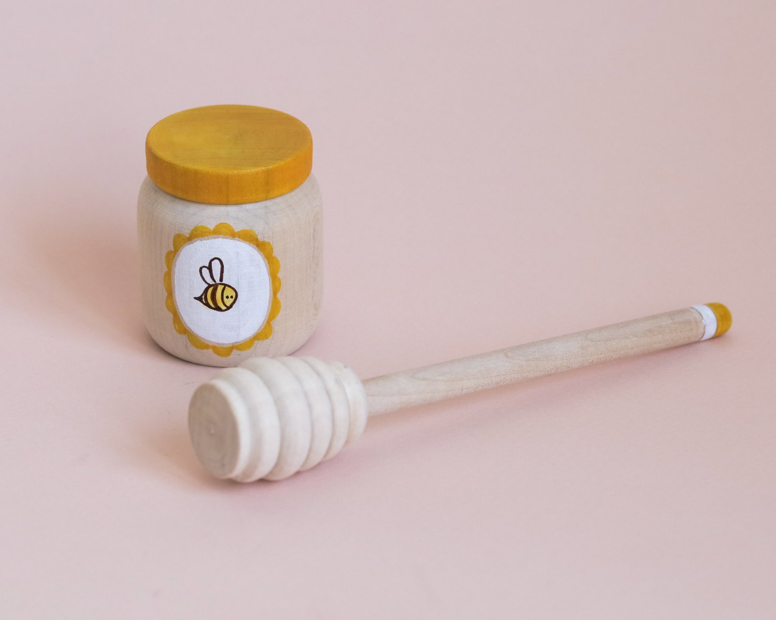 Wooden honey jar Pretend food Honey jar toy Honey spoon Etsy