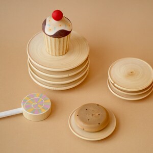 Wooden toy food Wooden cupcake Toy kitchen food Baby toy toddler gift cute toy Easter toy image 3