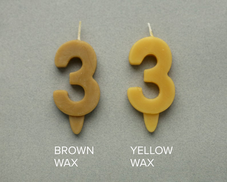 Beeswax number candles Birthday candles Cake topper eco Sustainable Birthday candle Yellow Number Candles Age Number Candle image 5