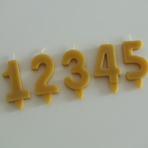 Beeswax number candles Birthday candles Cake topper eco Sustainable Birthday candle Yellow Number Candles Age Number Candle image 10