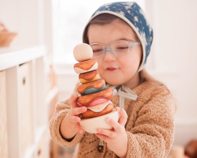 Baby toys Donuts Wooden Stacking Toy Baby stacker Boy Baby Etsy
