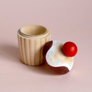 Wooden toy food Wooden cupcake Toy kitchen food Baby toy toddler gift cute toy Easter toy image 2