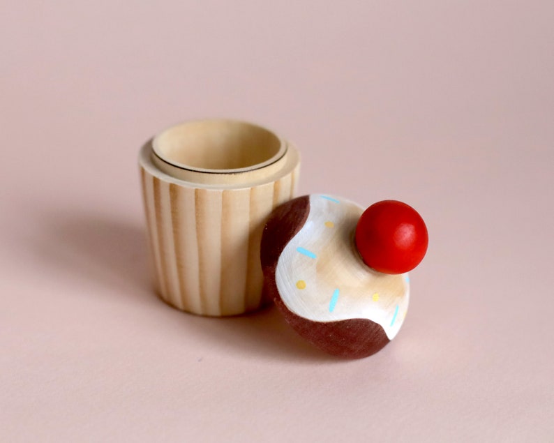 Wooden toy food Wooden cupcake Toy kitchen food Baby toy toddler gift cute toy Easter toy image 2