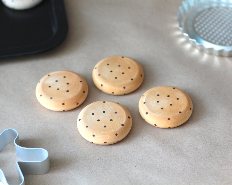 Set of 4 Toy Cookies play food wooden food toy pretend food Etsy