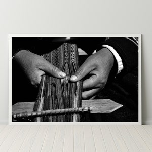 Black and White Hand Photography, Traditional Andean Weaving, Black and White Peru Photography, Historic South America Art
