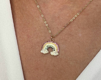 Rainbow Cz Necklaces, 18k Yellow or Rose Vermeil on 925 Sterling Silver
