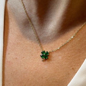 Green Celtic Clover Necklaces, Cz Stones, 18k Rose or Yellow Gold Vermeil on 925 Sterling Silver