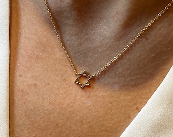 Plain Jewish Star of David Necklaces, 18k Rose or Yellow Gold Vermeil on 925 Sterling Silver