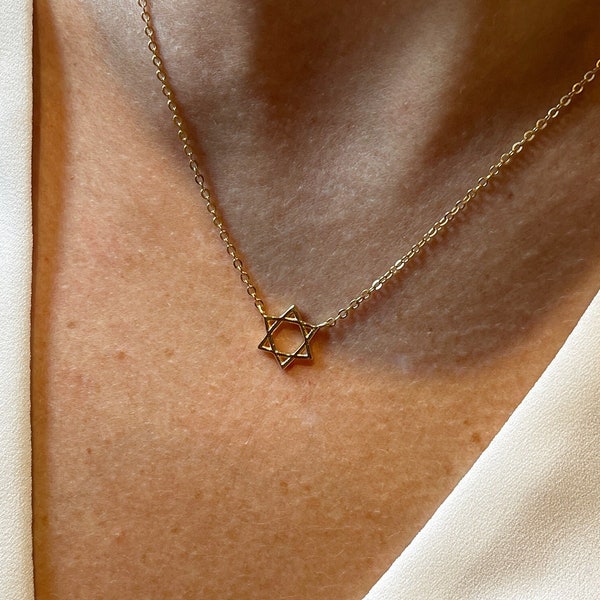 Plain Jewish Star of David Necklaces, 18k Rose or Yellow Gold Vermeil on 925 Sterling Silver