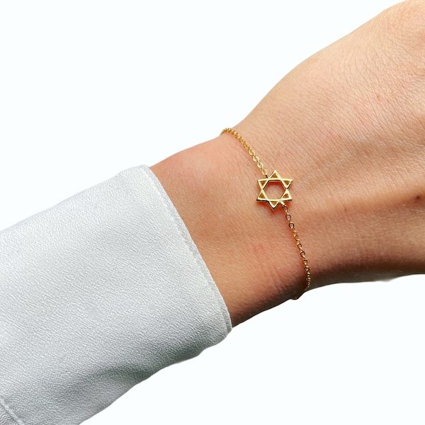 Jewish Star of David Bracelet, 18k Rose or Yellow Gold Vermeil on 925 Silver