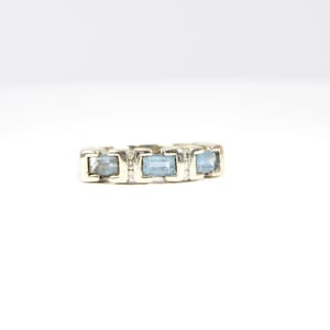 Vintage Blue Topaz & Genuine Diamonds Ring, 9k Solid Gold ( UK K / US 5 )