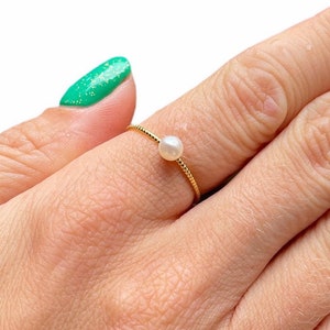 Single Fresh Water Pearl Ring, Rose, Yellow Gold Vermeil on 925 Sterling Silver