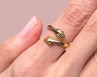 Adjustable Hug Rings, Yellow or Rose Gold Vermeil on 925 Silver