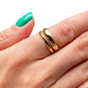 Twist Two Irregular Circles Ring, 18k Rose or Yellow Gold Vermeil on 925 Silver