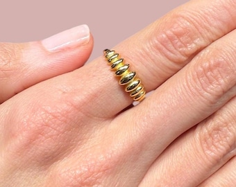 Croissant Rings, Rose or Yellow Gold Vermeil on 925 Sterling Silver