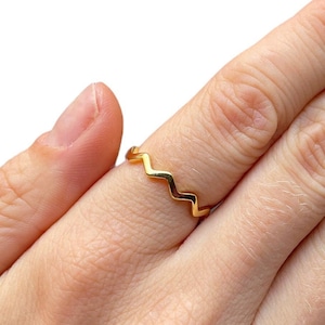Zigzag Stacking Rings, Yellow or Rose Gold Vermeil 925 Silver