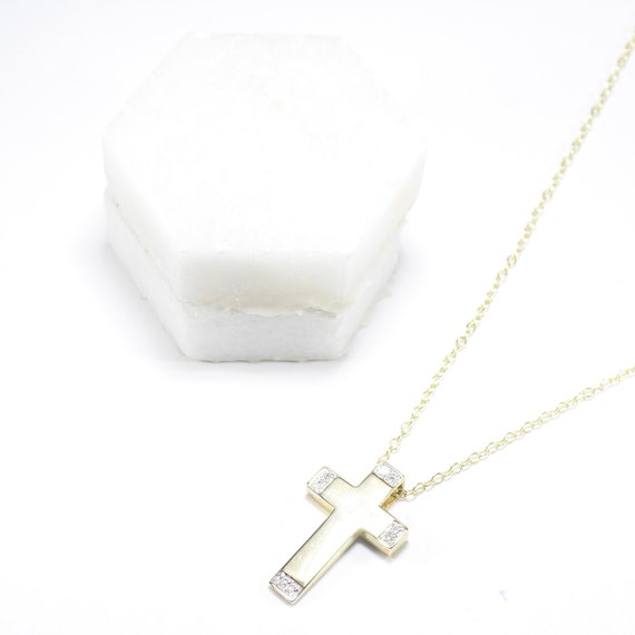 British Vintage Natural Diamond Cross Necklace , … - image 6