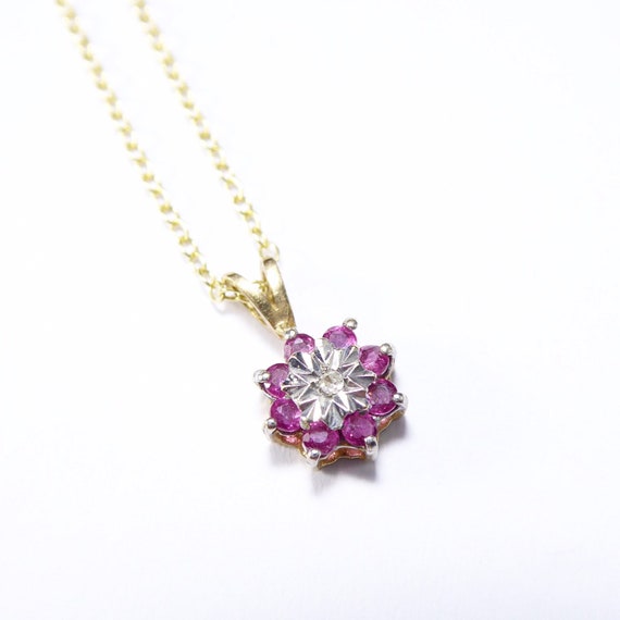 British Vintage Natural Ruby & Diamond Necklace ,… - image 4