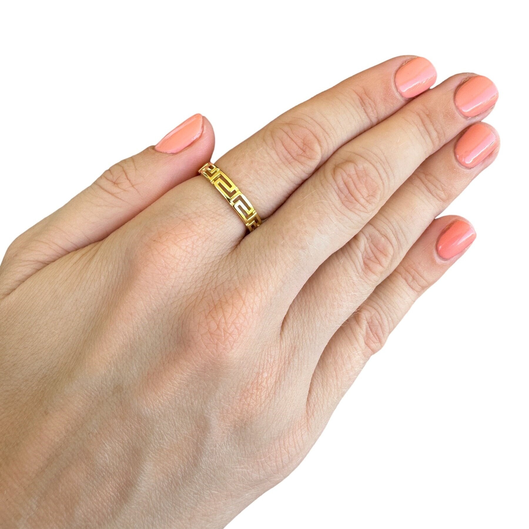 Buy Greek Key Eternity Rings Rose or Yellow Gold Vermeil on 925