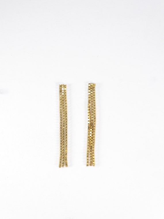 British Vintage Box Link Chain Drop Earrings 9k Ye