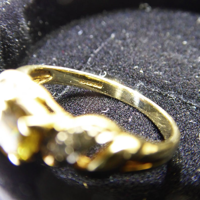 Vintage Tourmaline /& Genuine Diamonds 9ct Solid Gold Band Ring UK K US 5,5