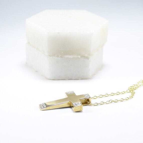 British Vintage Natural Diamond Cross Necklace , … - image 5