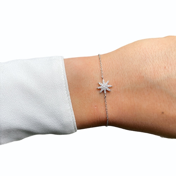 Little Star Sun Bracelet, Cz Stones, 18k Rose or Yellow Gold Vermeil on 925  Silver - Etsy