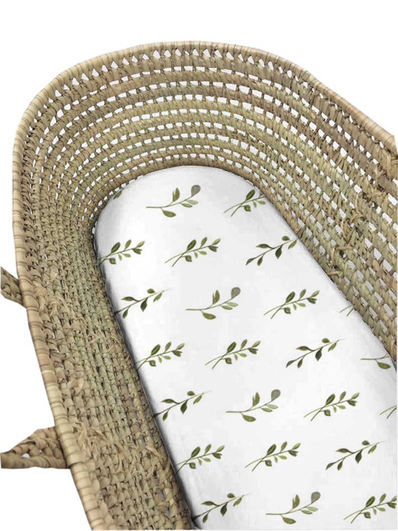 Natural Greens Moses Basket Sheet. Sheet Minimalist. Etsy