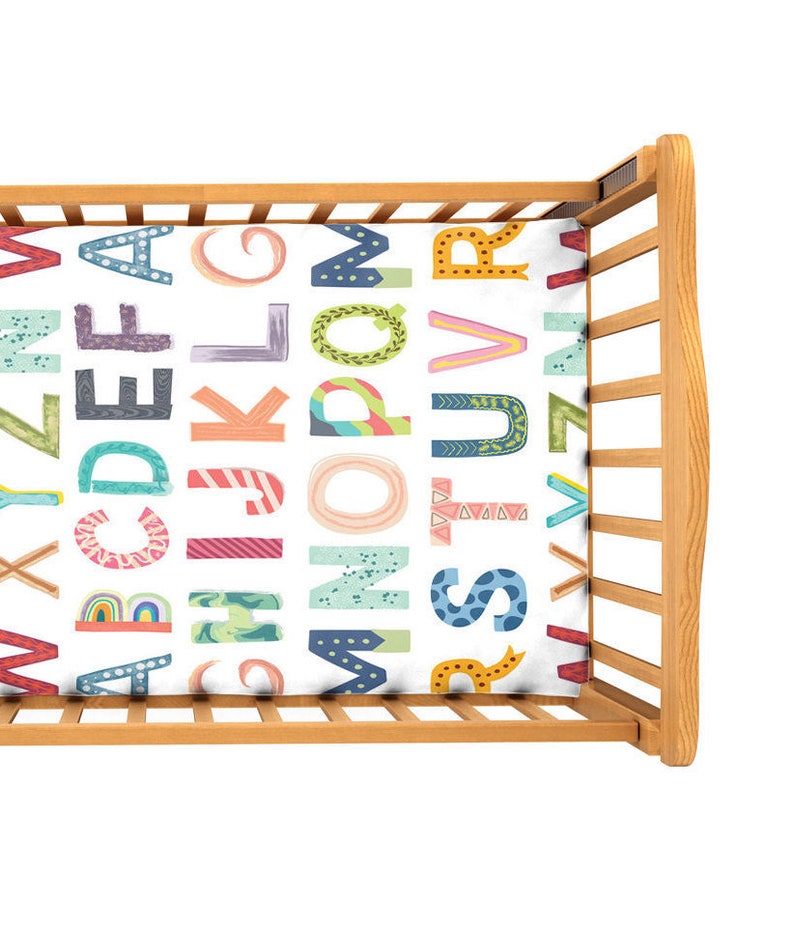Alphabet Soup Crib Sheet. Baby Bedding. Fitted Crib Sheet. Etsy