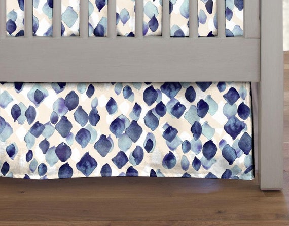 Indigo Gems Crib Skirt Baby Bedding Crib Bedding Crib Skirt Etsy