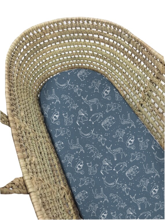 blue moses basket sheets