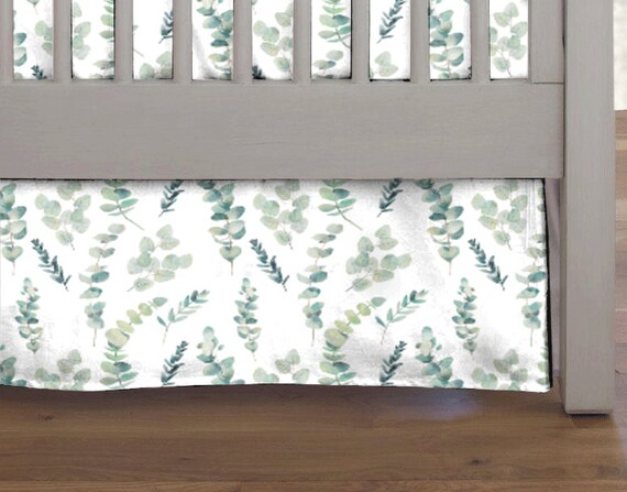 Silver Foliage Crib Skirt Baby Bedding Crib Bedding Crib Etsy