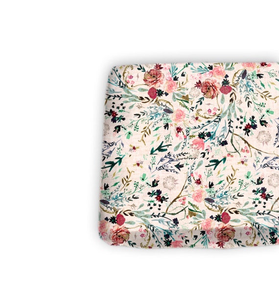 floral changing pad cover