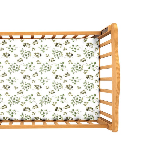 Eucalyptus Crib Sheet Baby Bedding Fitted Crib Sheet Crib Etsy