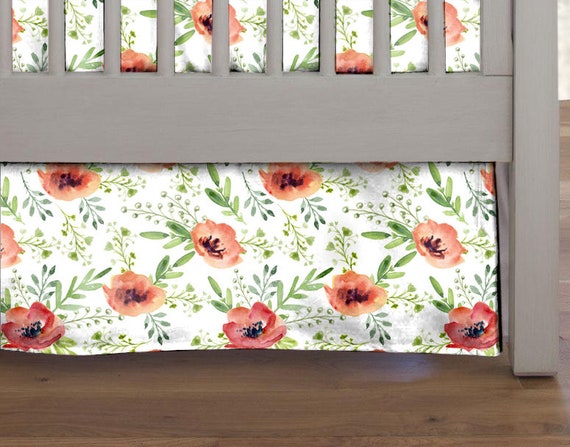 Watercolor Poppy Crib Skirt Baby Bedding Crib Bedding Crib Etsy
