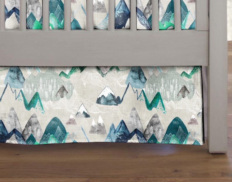 Mountain Adventure Crib Skirt Baby Bedding Crib Bedding Etsy