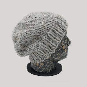 Slouchy Beanie, Hand Knit Hat, Winter Hat, Hat for Women, Hat for Men, Knit Hat, Slouch Hat, Acrylic Beanie, Wool Beanie, Grey Beanie