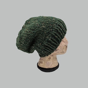 Slouchy Beanie, Hand Knit Hat, Winter Hat, Hat for Women, Hat for Men, Knit Hat, Slouch Hat, Acrylic Beanie, Wool Beanie, Green Slouchy Hat