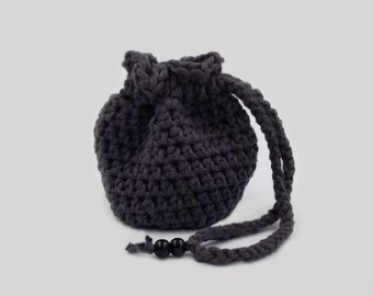 Organic Crocheted Pouch, Crocheted Bag, Dice Bag, Trinket Bag, Treasure Bag, Jewelry Bag, Crystal Bag, Gift Bag, Coin Purse, Vegan Bag