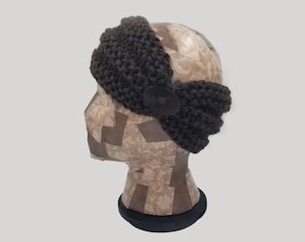 Hand Knit Headband, Ear Warmer, Headwrap, Wool Button Headband, Knit Turban Headband, Winter Headband, Head Warmer, Merino Wool Headband