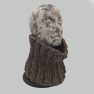 Hand Knit Cowl, Wool Cowl, Wool Neck Warmer, Chunky Cowl, Chunky Neck Warmer, Chunky Knit Cowl, Undyed Wool Cowl, Brown Wool Cowl