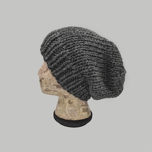 Slouchy Beanie, Hand Knit Hat, Hat for Women, Hat for Men, Slouch Hat, Winter Accessory, Ski Hat, Grey Beanie, Snowboard Beanie, Winter Hat