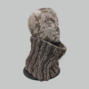 Hand Knit Cowl, Wool Cowl, Wool Neck Warmer, Chunky Cowl, Chunky Neck Warmer, Chunky Knit Cowl, Undyed Wool Cowl, Brown Wool Cowl